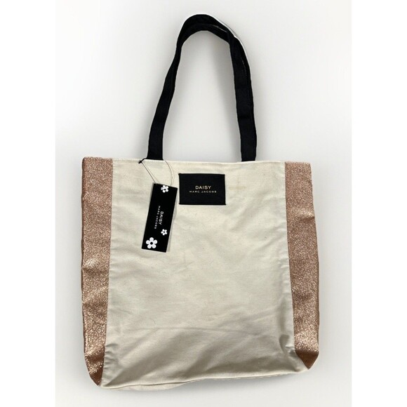 Daisy Marc Jacobs Tote Bag Ivory & Rose Gold Sparkle NWT - Picture 1 of 5